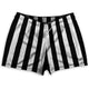 Black & White Vertical Stripe Shorty Short Gym Shorts 2.5" Inseam Made In USA by Tribe Lacrosse